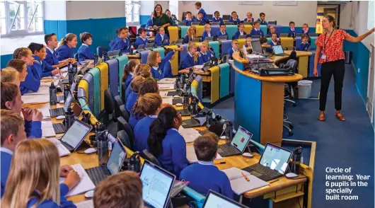  ??  ?? Circle of learning: Year 6 pupils in the specially built room