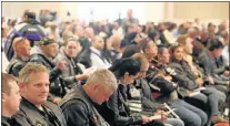  ??  ?? MOURNED BY MANY: Some of the bikers at Dayalan Padayachey’s memorial service yesterday