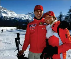  ?? AFP ?? Michael Schumacher junto a su esposa Corinna. Eran otros tiempos.