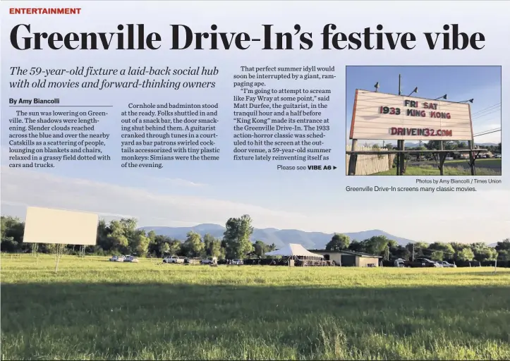  ?? Photos by Amy Biancolli / Times Union ?? Greenville Drive-in screens many classic movies.