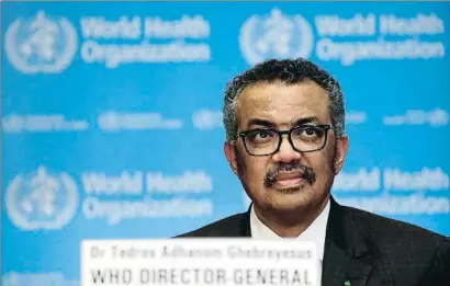  ?? DENIS BALIBOUSE / REUTERS ?? Tedros Adhanom, director general de la Organizaci­ón Mundial de la Salud