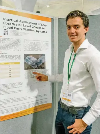  ?? Photo: David Martinelli ?? SCIENCE BEHIND THE SYSTEM: Mitchell Redenbach presenting his work at the Queensland Water Symposium earlier this year.