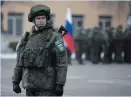  ?? ?? Russian servicemen attend the ceremony marking the beginning of the withdrawal of peacekeepi­ng troops from Kazakhstan on 13 January. Photo: EPA-EFE/STR