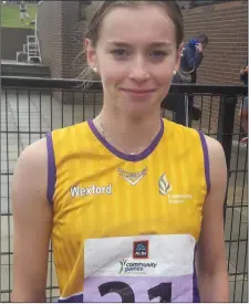  ??  ?? Aisling Kelly from Taghmon, Under-16 200m gold medal winner.