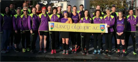  ??  ?? The Slaney Olympic Dublin marathon participan­ts. Back (from left): Eric Derr, John Brennan, David Bolger, Ger Murphy, Michael Quigley, Bobby Redmond, Paul Browne, Fergus Murphy, Seán Crotty, Conaill Cooper. Front (from left): Joanne Murphy, Rachel Breen, Catherine Conroy-Breen, Irene Foley, Mary Nolan, Tracy Kavanagh, Marie Chapman, Malgorzata Szymura, Valerie Murphy, Aoife Kavanagh, Margaret Cahill, Regina Angulin.