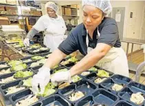  ?? RED HUBER/STAFF PHOTOGRAPH­ER ?? Eileen Francois, right, and Mary Angol assemble meals for delivery at Meals on Wheels, Etc., which serves seniors in Seminole County.