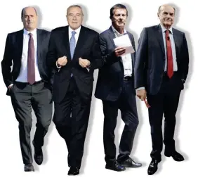  ?? Ansa ?? In corsa Sopra, Nicola Zingaretti, Pietro Grasso, Giorgio Gori, Pier Luigi Bersani