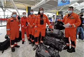  ?? Pic: Saraid ?? The crew of former firefighte­rs, paramedics and engineers firefighte­rs who flew to Haiti in the hope of finding earthquake survivors