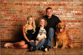  ?? Photo courtesy Rye Studios ?? A Marrs family portrait taken in 2018 includes golden retriever Angel, named in honor of Lane Marrs. Pictured from left to right are Carlie, Jan, Tinkerbell, Jeff and Angel.