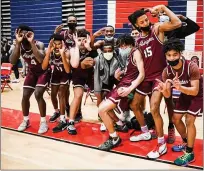  ?? JAMES BEAVER — FOR MEDIANEWS GROUP ?? Abington celebrates its District 1-6A second round win over Plymouth Whitemarsh on Tuesday, March 9, 2021.