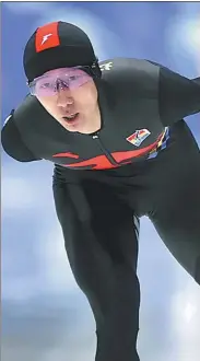  ?? XINHUA ?? From left: Sun Long, Han Mei and Wu Yu all grabbed golds in the speed skating rink at the National Winter Games in Hulunbuir, Inner Mongolia autonomous region.