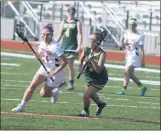  ?? STAFF PHOTO BY AJ MASON ?? North Point’s Ali Zadeh goes around a defender in Wednesday’s Class 4A-3A East Region Section II quarterfin­al versus visiting Great Mills. Zadeh led all scorers with 11 goals as the Eagles won 21-16 to advance to Friday’s section semifinals.