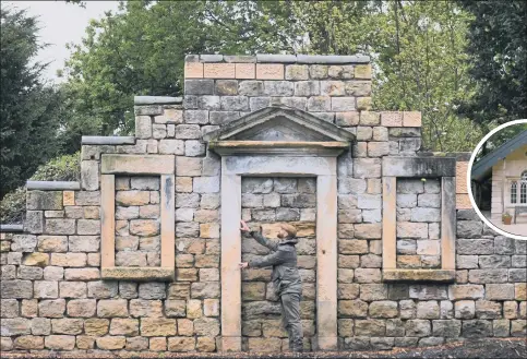  ??  ?? NEW LOOK: Left, head gardener Dan Hale at the Eyecatcher folly; inset, volunteer Jill Fearons at the restored Target House; top right, flowers in the Target garden; right, garden supervisor Georgina Yates pruning in the rose garden.