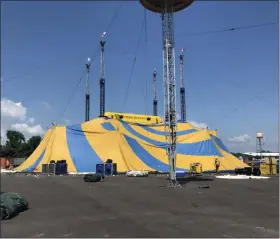  ?? PHOTO COURTESY OF CIRQUE DU SOLEIL ?? This photo shows the Cirque du Soleil ‘Big Top,’ ready to be raised Friday, July 12 at the Greater Philadelph­ia Expo Center in Upper Providence. Cirque du Soleil returns to Montgomery County with a new show July 24.