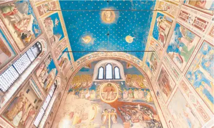  ?? DOMINIC ARIZONA BONUCCELLI ?? Painted by Giotto and his assistants from 1303 to 1305, Scrovegni Chapel is considered to be the first piece of“modern”art.