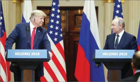  ??  ?? Trump and Putin during their bilateral summit in Helsinki.