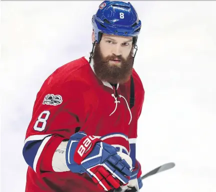  ?? PIERRE OBENDRAUF ?? Canadiens defenceman Jordie Benn, who came from Dallas for Greg Pateryn, made a good first impression against Columbus.