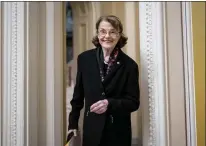  ?? J. SCOTT APPLEWHITE — THE ASSOCIATED PERSS ?? Feinstein arrives for the Senate Democratic Caucus leadership election at the Capitol in Washington on Dec. 8, 2022. She is the longest-serving female senator in U.S. history.