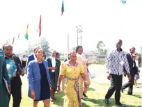  ?? ?? First Lady Dr Auxillia Mnangagwa and her Botswana counterpar­t Mrs Neo Jane Masisi on a tour of the Museum of African Liberation on Thursday