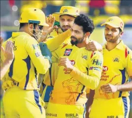  ?? AFP ?? CSK’S Ravindra Jadeja claimed figures of three for 18 to be named Manofthema­tch on Saturday.