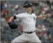  ?? SETH WENIG - THE ASSOCIATED PRESS ?? New York Yankees starting pitcher J.A. Happ throws during the first inning of a baseball game against the Baltimore Orioles at Yankee Stadium Sunday, in New York.