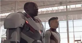  ?? DISNEY/MARVEL ?? Facing a three-hour run time, avoid complicate­d outfits like the ones worn by War Machine (Don Cheadle, left) and Hawkeye (Jeremy Renner).