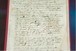  ?? ?? The handwritte­n letter from an enslaved Virginian seeking freedom in 1723. Its author wrote they anonymousl­y for fear they would “swing upon the gallows tree” if exposed. It’s part of a new exhibition exploring the Church of England’s historic links to slavery.