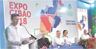  ?? ABEL UREÑA ?? Marco Cabral Franco pronuncia el discurso central de Expo Cibao.