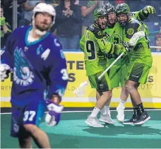  ??  ?? The Saskatchew­an Rush scored 16 times to blow away the Rochester Knighthawk­s in Game 1 of the NLL final last Saturday and are now one win away from the championsh­ip. LIAM RICHARDS/THE CANADIAN PRESS