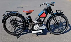  ?? ?? Above: Stepthroug­h loop frame was designed for dress clearance when ladies were mounting or dismountin­g the motorcycle