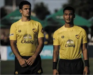  ?? (Photos DR) ?? Ici en 2019, sous le maillot de la sélection thaïlandai­se, Thibault Garcia compte trois sélections. Il espère être à nouveau appelé à l’avenir.