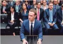  ??  ?? CEO Mark Zuckerberg testifies on Capitol Hill in April.