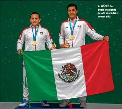  ??  ?? AL DOBLE. La dupla tricolor de pelota vasca, tras vencer a EU.