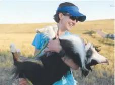  ?? Cliff Grassmick, Daily Camera ?? Kristin Gablehouse hugs her dog, Kili, after finishing a training run.