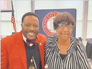  ?? Adam Carey ?? Rome City Schools Superinten­dent Eric Holland (left) with retired teacher Esther Vaughn on Wednesday morning.