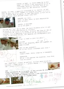  ??  ?? Page de scénario extraite des documents de tournage de la scripte Bénédicte Kermadec.