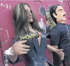  ?? REUTERS ?? Pinatas depicting actress Kate del Castillo and Joaquin ‘El Chapo’ Guzman are displayed outside a workshop in Reynosa, in Tamaulipas state, Mexico, on Wednesday.