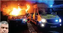  ?? PA ?? Law and disorder: Police van on fire during riot in Bristol last month
