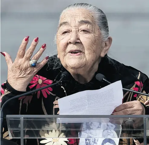  ?? MARTIN BERNETTI/AFP/GETTY IMAGES ?? Ana Gonzalez, who lost much of her family during Augusto Pinochet’s 1973-1990 Chile dictatorsh­ip and later became a leader of the human rights organizati­on Associatio­n of Relatives of the Disappeare­d Detainees, died on Oct. 26.