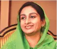  ??  ?? Food Processing Industries Minister Harsimrat Kaur Badal