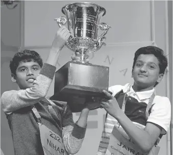  ?? THE ASSOCIATED PRESS/FILES ?? Nihar Janga, left, and Jairam Hathwar, 13, were bee co-champions at last year.