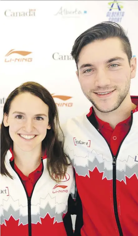  ?? RYAN McLEOD ?? Vincent De Haitre, right, will join Canadian teammates Heather McLean, left, and Laurent Dubreuil in competing at the ISU World Sprint Speed Skating Championsh­ips at the Olympic Oval in Calgary this weekend.