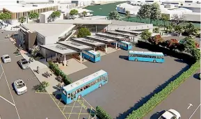  ?? ?? An artist’s impression of the proposed new bus hub at Miller’s Acre in downtown Nelson.