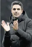  ?? FRANK AUGSTEIN THE ASSOCIATED PRESS ?? The first coaching role for Mikel Arteta, pictured, came when Pep Guardiola invited him to be part of his backroom staff at City in 2016 and he went on to help the club win two titles, two League Cups and the FA Cup.