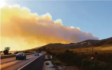  ?? CHP Santa Barbara ?? Highway 101 near Santa Barbara was closed after the Alisal Fire exploded in wind gusts of up to 70 mph.