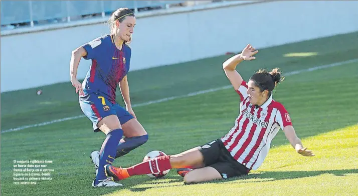  ?? FOTO: MIREYA LÓPEZ ?? El conjunto rojiblanco tiene un hueso duro que roer frente al Barça en el estreno liguero en Lezama, donde buscará su primera victoria