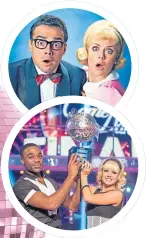  ??  ?? Joanne as Janet in Rocky Horror and lifting the Strictly trophy with Ore Oduba in 2016