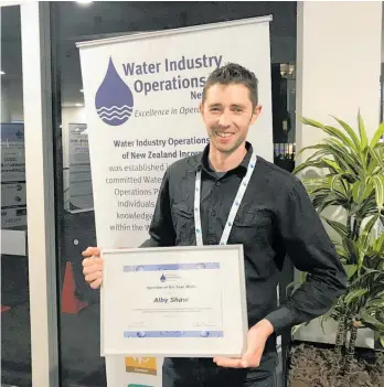  ?? Photo / Supplied ?? The Water Industry Operations Group Operator of the Year 2020 is Alby Shaw. The Palmerston North City Council employee stood out for dedication, passion and commitment to the industry.