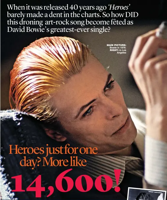  ??  ?? Main picture: Bowie in 1976. right: in Los Angeles