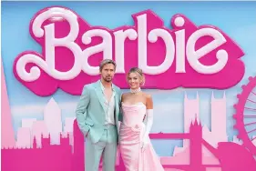  ?? ?? Ryan Gosling, left, and Margot Robbie are shown upon arrival at the premiere of the film ‘Barbie’ on July 12 in London. (Scott Garfitt/invision/ap/file)